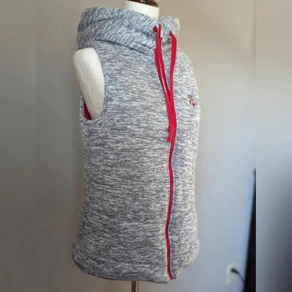 SOLDWisconsin Badgers Antigua Gray Zip Puffer Vest Hood Women's Size Large Bucky - Picture 2 of 9